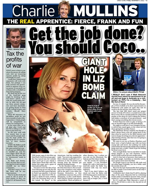 Charlie Mullins in the Daily Star: November 4, 2022